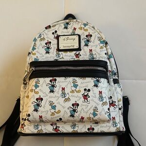 Loungefly Disney Character Print Backpack - White and Black